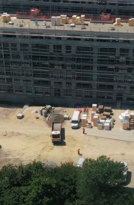 Vue aérienne — chantier de construction neuve